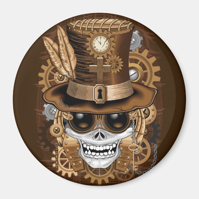 Imán Skull Steampunk Voodoo Retro Machine (Frente)