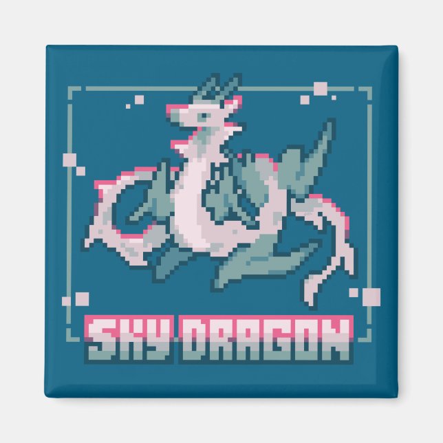 Imán Sky Dragon, pixel art (Frente)