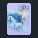 Imán Sky Faerie Aspárrs y Unicorn Vignette<br><div class="desc">Sky Faerie Aspárrs y Unicorn Vignette Under the full moon y las estrellas en el cielo de medianoche- hay una piscina de agua dulce llena de aguas puras de la mágica cascada de unicornio. Aquí es donde encontrará la Unicornio, Sky Faerie Aspárrs y Unicorn Lunaria, bailando en las aguas con...</div>