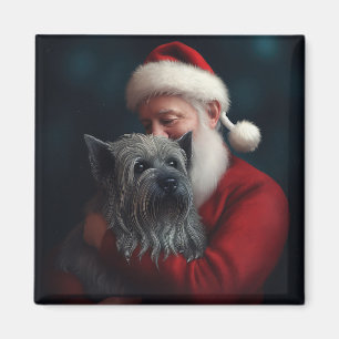 Imán Skye Terrier Con Navidades festivos de Santa Claus