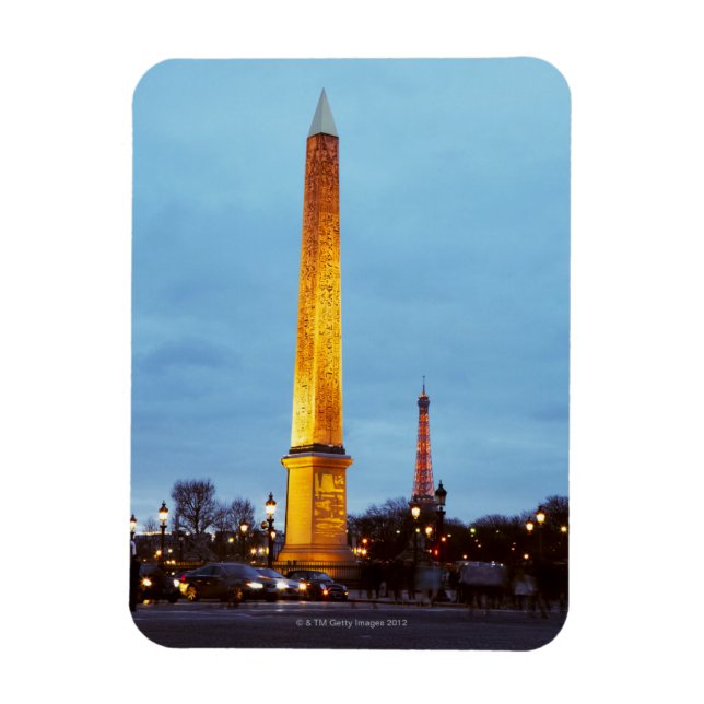 Imán Skyline al atardecer de la "Place de la Concorde"  (Vertical)