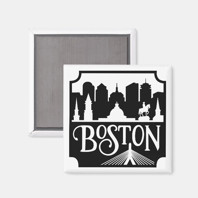 Imán Skyline de Boston (Anverso/Reverso)