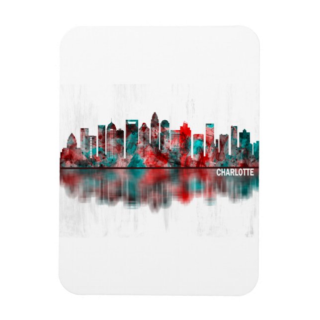 Imán Skyline de Charlotte Carolina del Norte (Vertical)