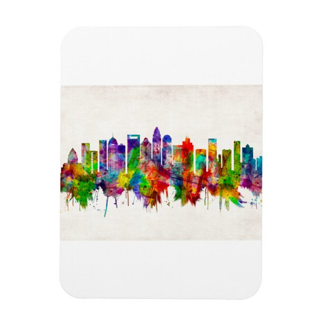 Imán Skyline de Charlotte Carolina del Norte (Vertical)