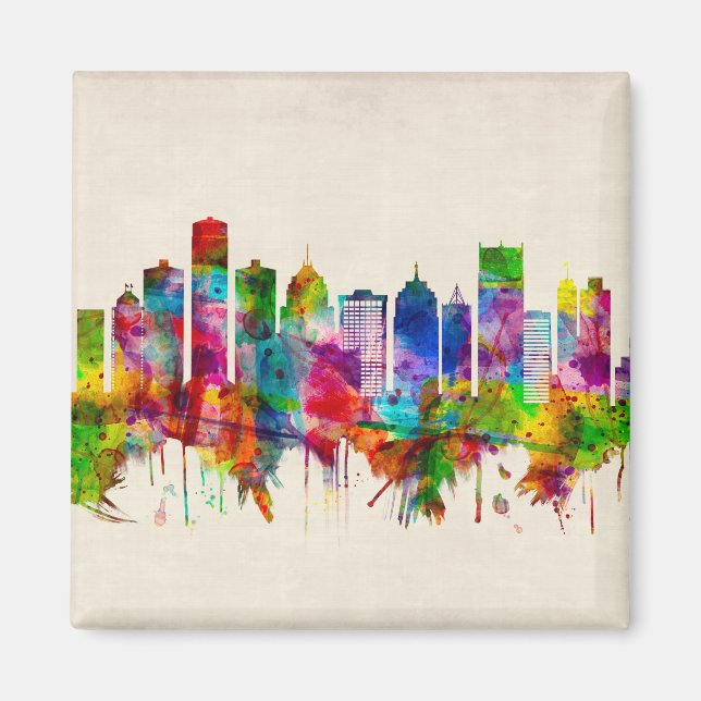 Imán Skyline de Detroit Michigan (Frente)