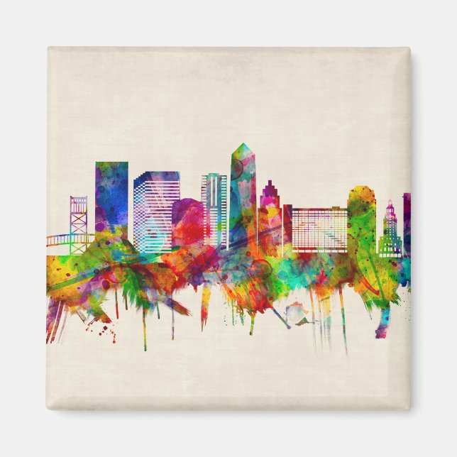 Imán Skyline de Jacksonville Florida (Frente)