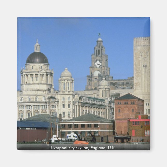 Imán Skyline de la ciudad de Liverpool, Inglaterra, Rei (Frente)