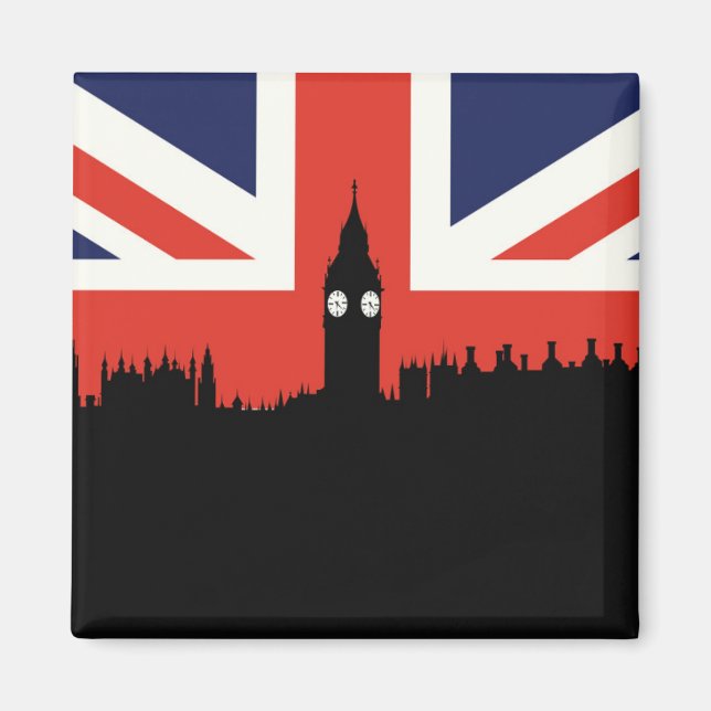 Imán Skyline de Londres | Bandera británica (Frente)