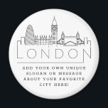 Imán Skyline de Londres | Mensaje o lema de la ciudad P<br><div class="desc">Un imán único que representa la hermosa ciudad de Londres. Este llavero presenta un estilizado ilustracion del paisaje único de la ciudad con su nombre bajo. Debajo del nombre de la ciudad hay un lugar para tu lema único o declaración sobre tu ciudad favorita.</div>