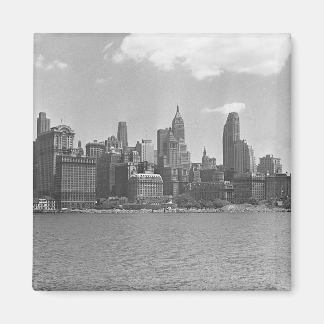 Imán Skyline de Manhattan New York USA B&W (Frente)