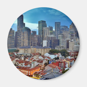 Imán Skyline de Singapur visto desde Chinatown al atard