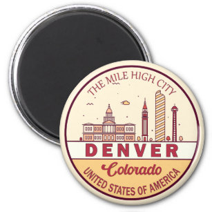 Imán Skyline Emblem de Denver Colorado