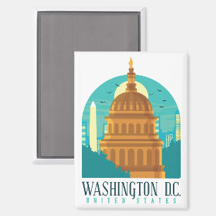 Imán Skyline Estados Unidos Retro Washington