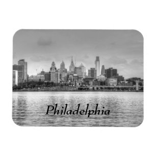 Imán Skyline Filadelfia en blanco y negro