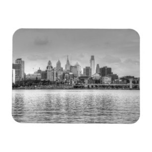 Imán Skyline Filadelfia en blanco y negro