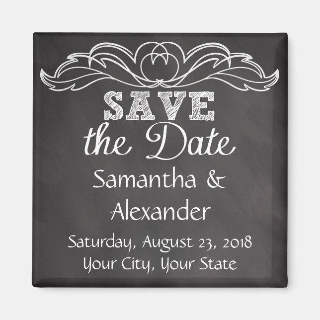 Imán Slate Chalkboard Wedding Save the Date (Frente)