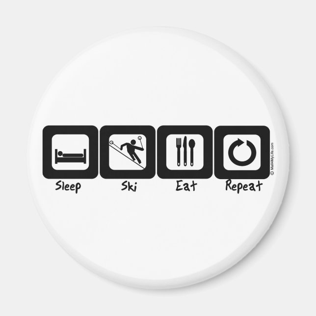 Imán Sleep Ski Eat Repeat (Frente)