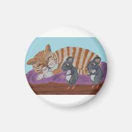 Imán Sleeping Cat with Sneaky Mice 