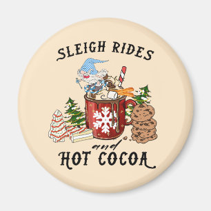 Imán Sleigh Rides y Hot Cocoa - Gnome escandinavo