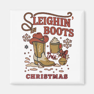 Imán Sleighin Boots Este Navidad Funny Cowboy Occidenta
