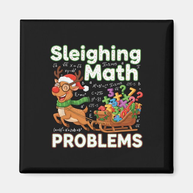 Imán Sleighing Math Problems Christmas Funny Math Teach (Frente)