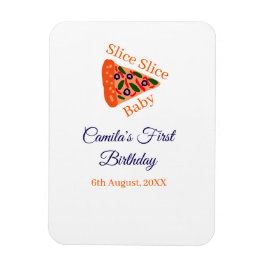 Imán Slice Slice pizza bebé azul 1 cumpleaños