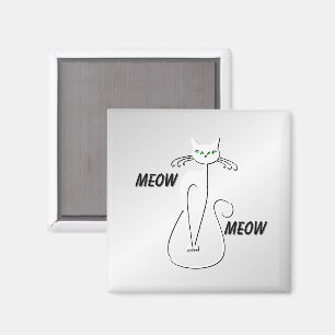 Imán Slinky Black Cat Meow Meow Green Eyes en plata