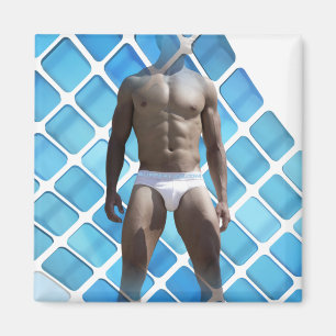 Imán SlipperyJoe hombre muscular seis empates abs macho