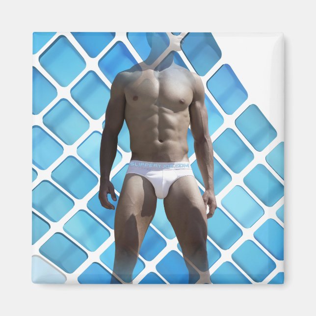 Imán SlipperyJoe hombre muscular seis empates abs macho (Frente)