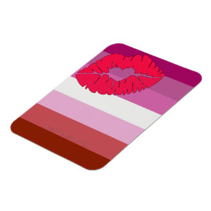 Imán SlipperyJoe lipstick bandera de orgullo lesbiana f