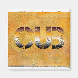 Imán SlipperyJoe's cub bear words gold brown tan white