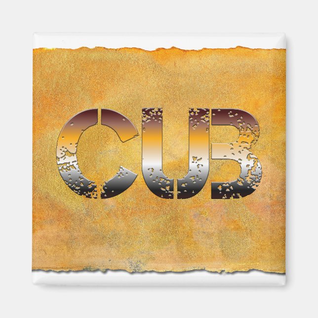 Imán SlipperyJoe's cub word naranja-tonos marrones pro (Frente)