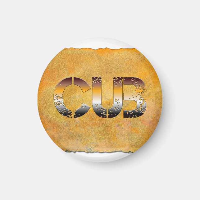 Imán SlipperyJoe's cub word naranja-tonos marrones pro (Frente)