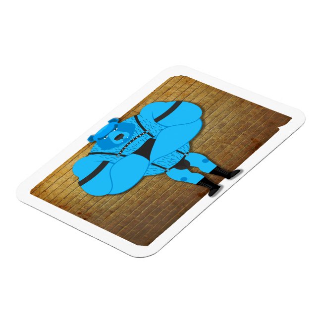 Imán SlipperyJoe's gay musgo personalizado thong leathe (Lado Izquierdo)