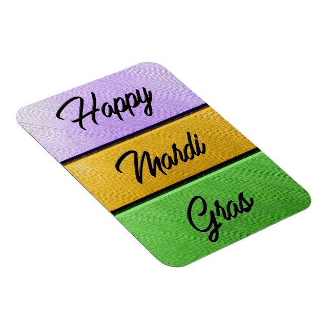 Imán SlipperyJoe's Happy Mardi Gras morado de oro verde (Lado Derecho)