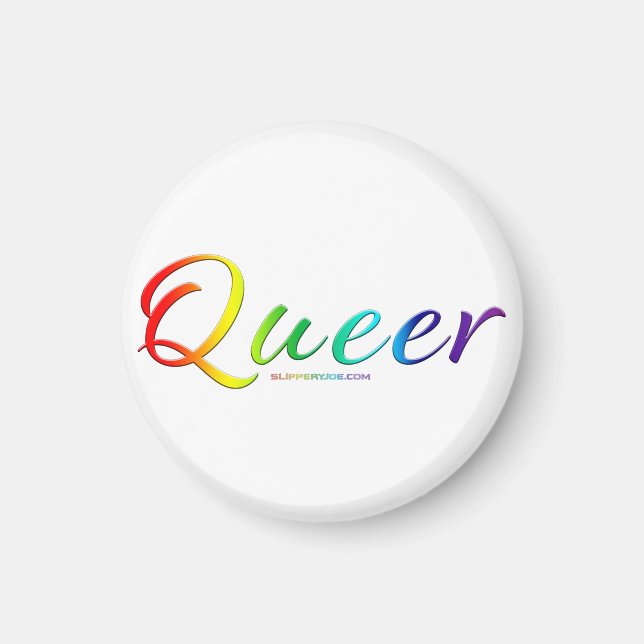 Imán SlipperyJoe's queer pride colors word proud symbol (Frente)