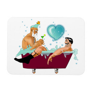 Imán SlipperyJoe's two gay men love cartoon bathtub soa
