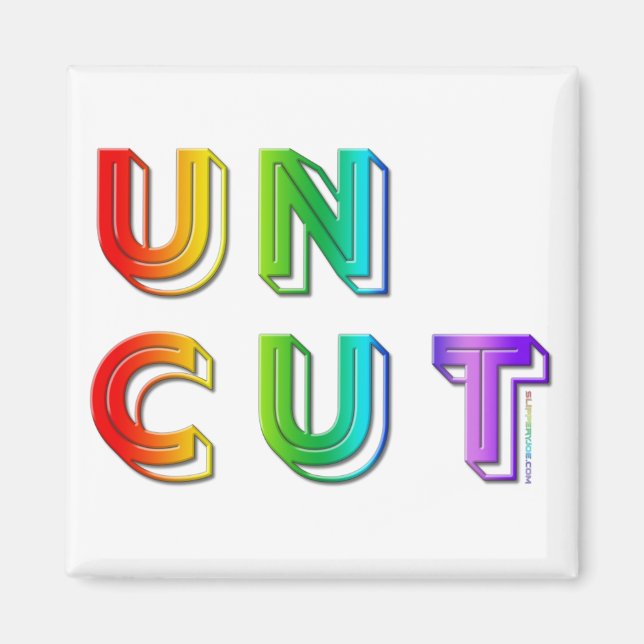 Imán SlipperyJoe's uncut word rainbow colors three-dime (Frente)