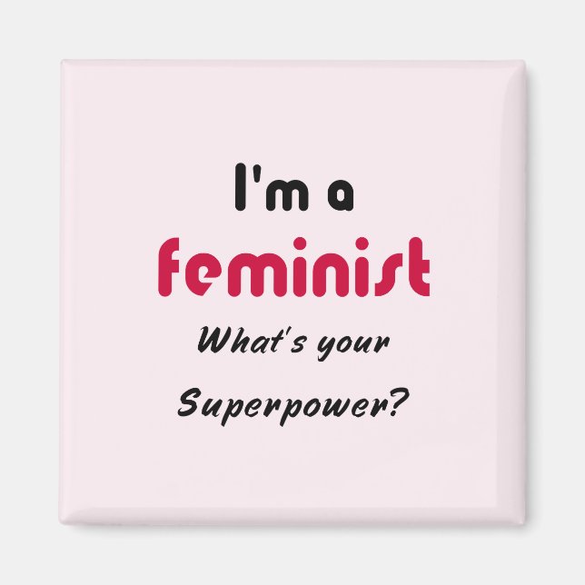 Imán Slogan de superpotencia feminista rosa (Frente)