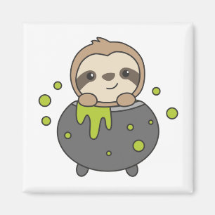 Imán Sloth Happy Halloween Cauldron Bat