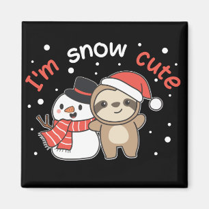 Imán Sloth I'm Snow Cute Snowman Snow Pun Magnet