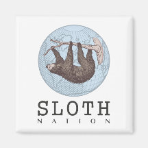 Sloth on Tree and Globe with Sloth Nation Textos