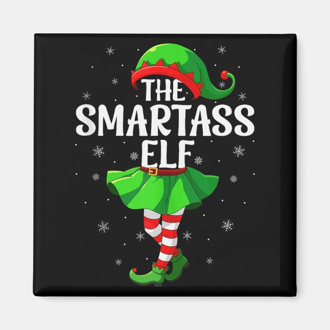 Imán Smart Elf Christmas Girls Women Elf Squad Xmas Fam (Frente)