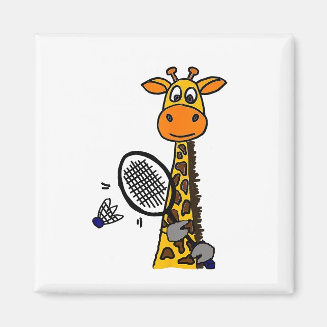 Imán Smilemoreteesa Funny Giraffe Jugando Auto Badminto (Frente)