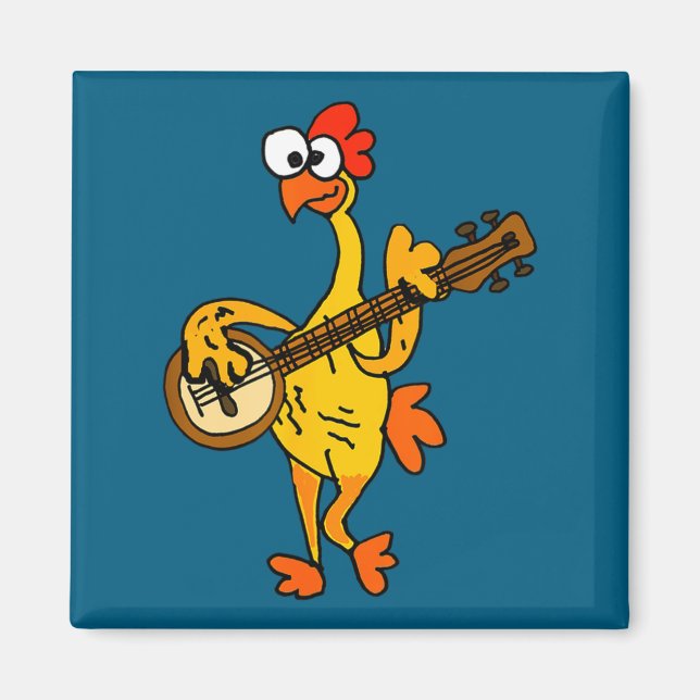 Imán Smileteestank Funny Rubber Chicken Playing Banjo C (Frente)