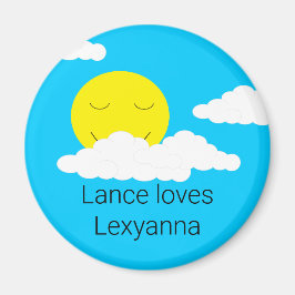 Imán Smiling Sun with Puffy Clouds: