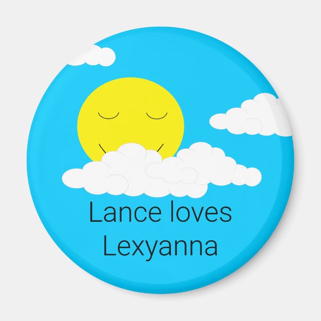 Imán Smiling Sun with Puffy Clouds: (Frente)