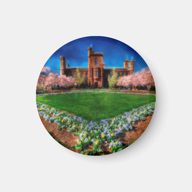 Imán Smithsonian Castle Garden Cherry Blossoms (Frente)