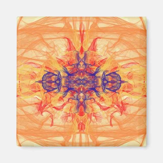 Imán SMOKE naranja - Arte Fractal - Magnet (Frente)