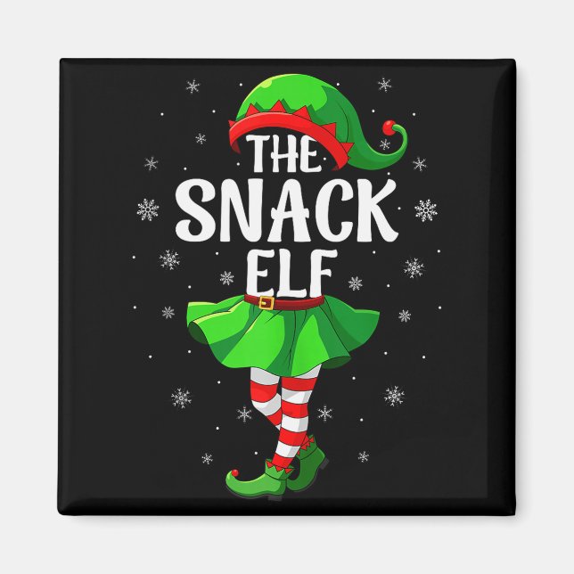 Imán Snack Elf Christmas Girls Women Elf Squad Xmas Fam (Frente)